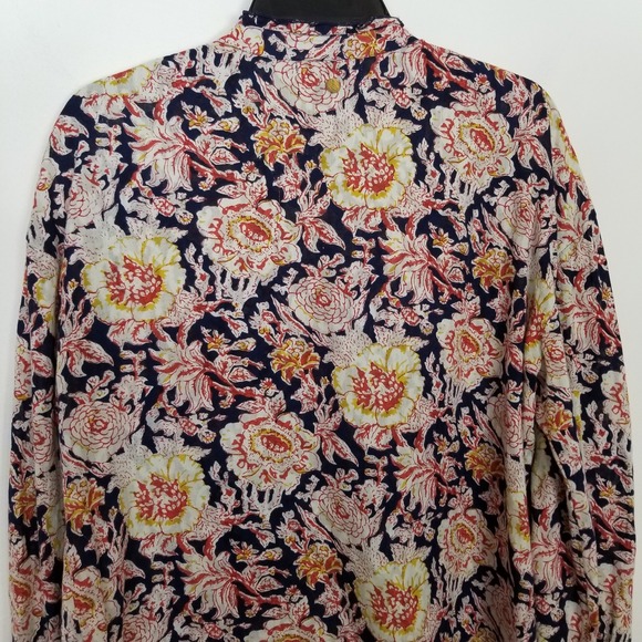 Antik Batik Andre Blouse Floral Button Up Top Sz M Long Sleeve Boho Cotton - Picture 7 of 11